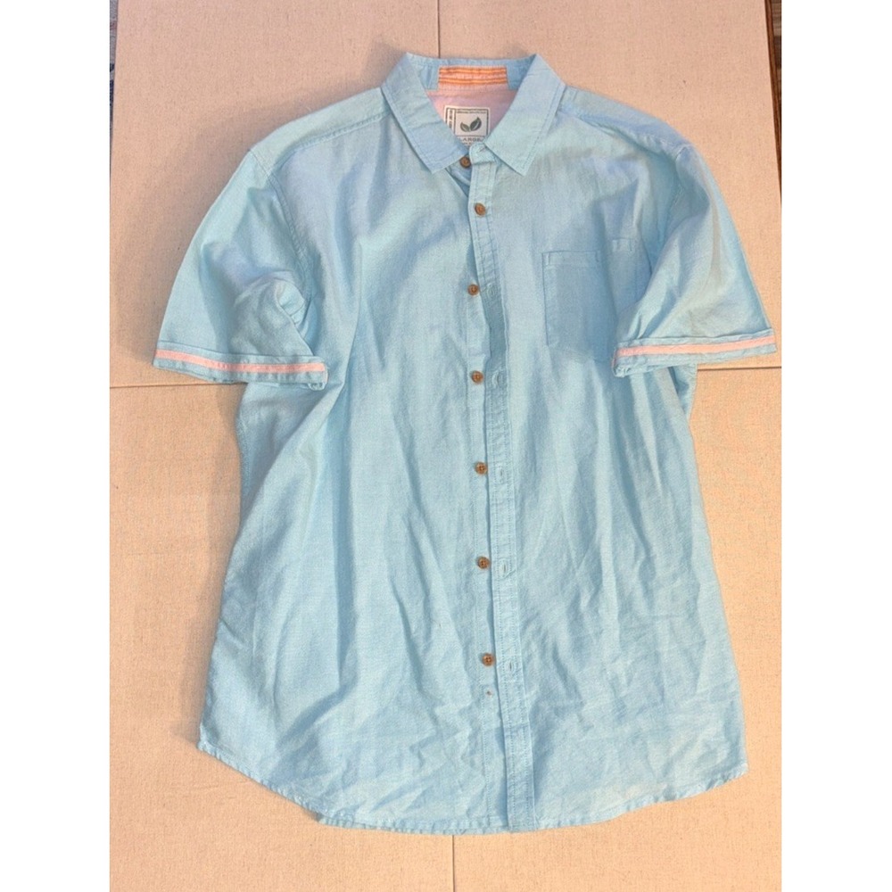 Colours by Alexander Julian Men's Green Button-Up Shirt Short Sleeve Large